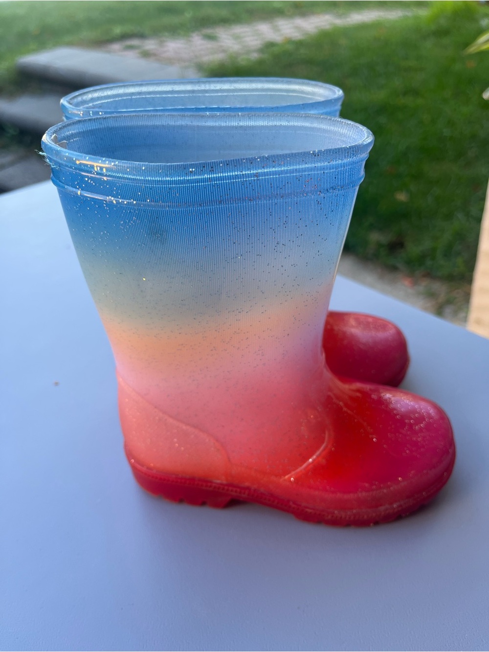 Kids Gradient Glitter Rain Boots - Blue to Pink